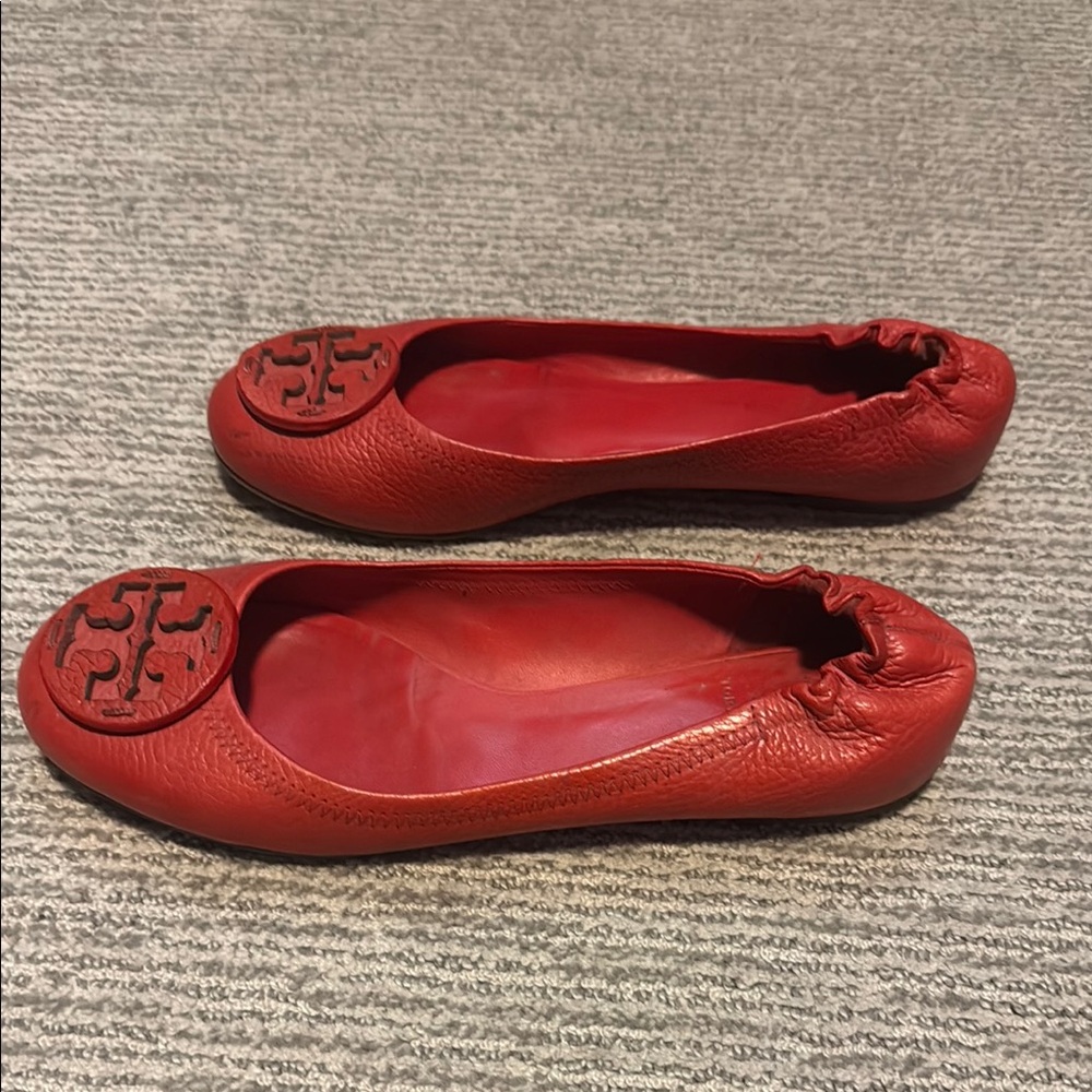 Tory Burch Red Leather Ballet Flats